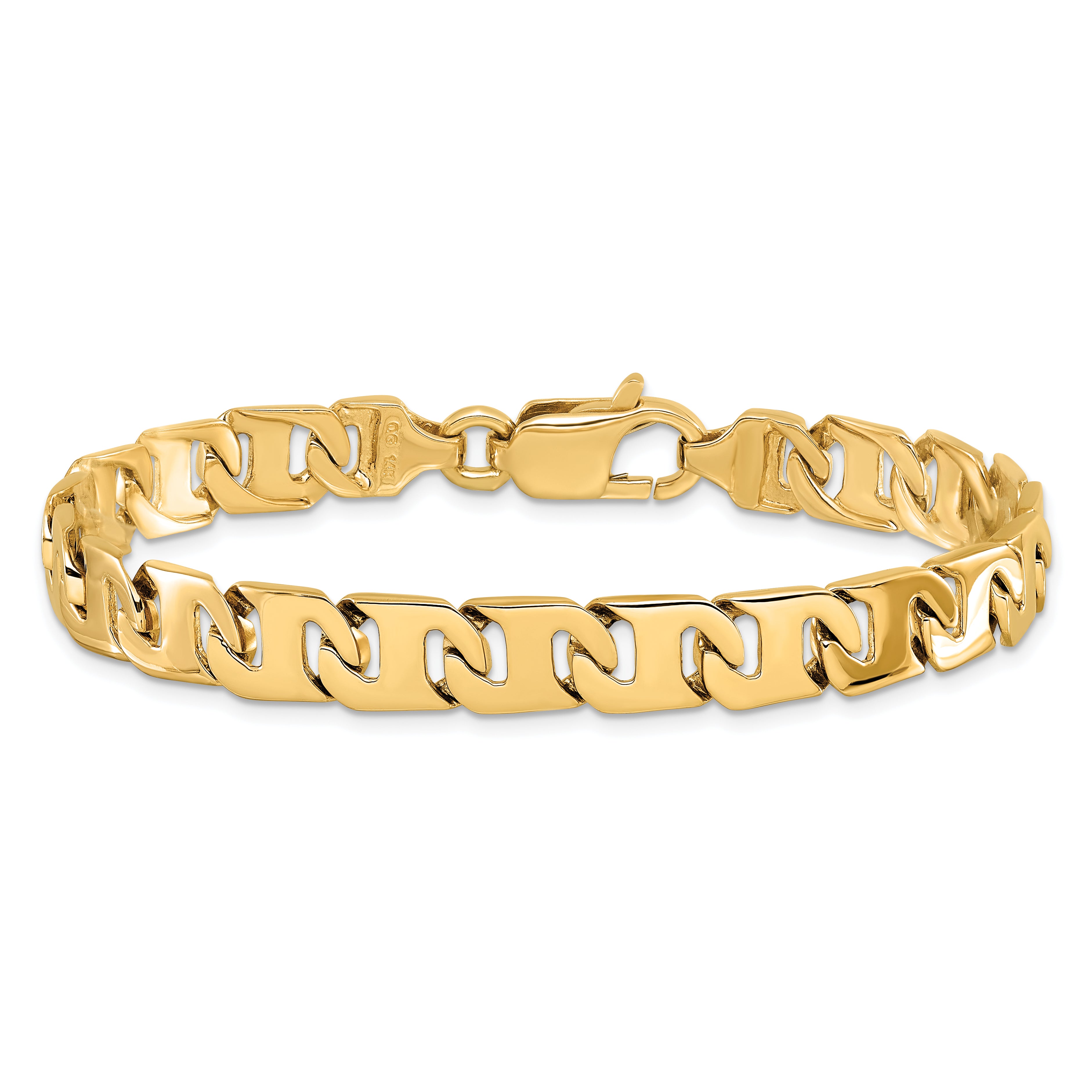 14k 8.3mm Hand-polished Fancy Link Bracelet