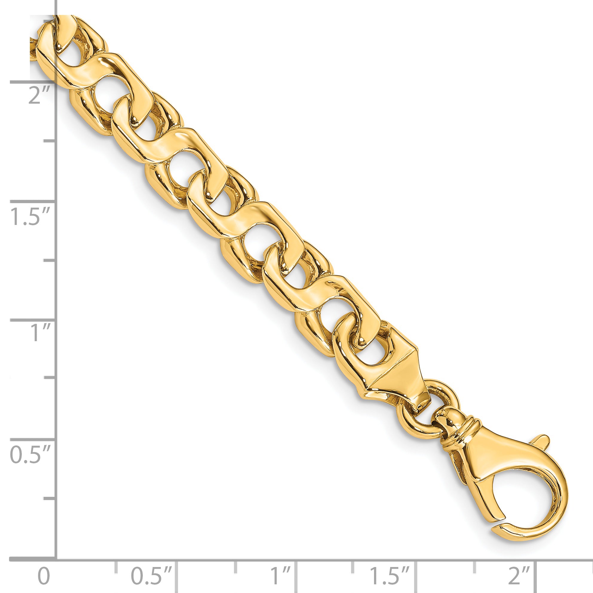 14K 7.4mm Hand-polished Fancy Link Chain