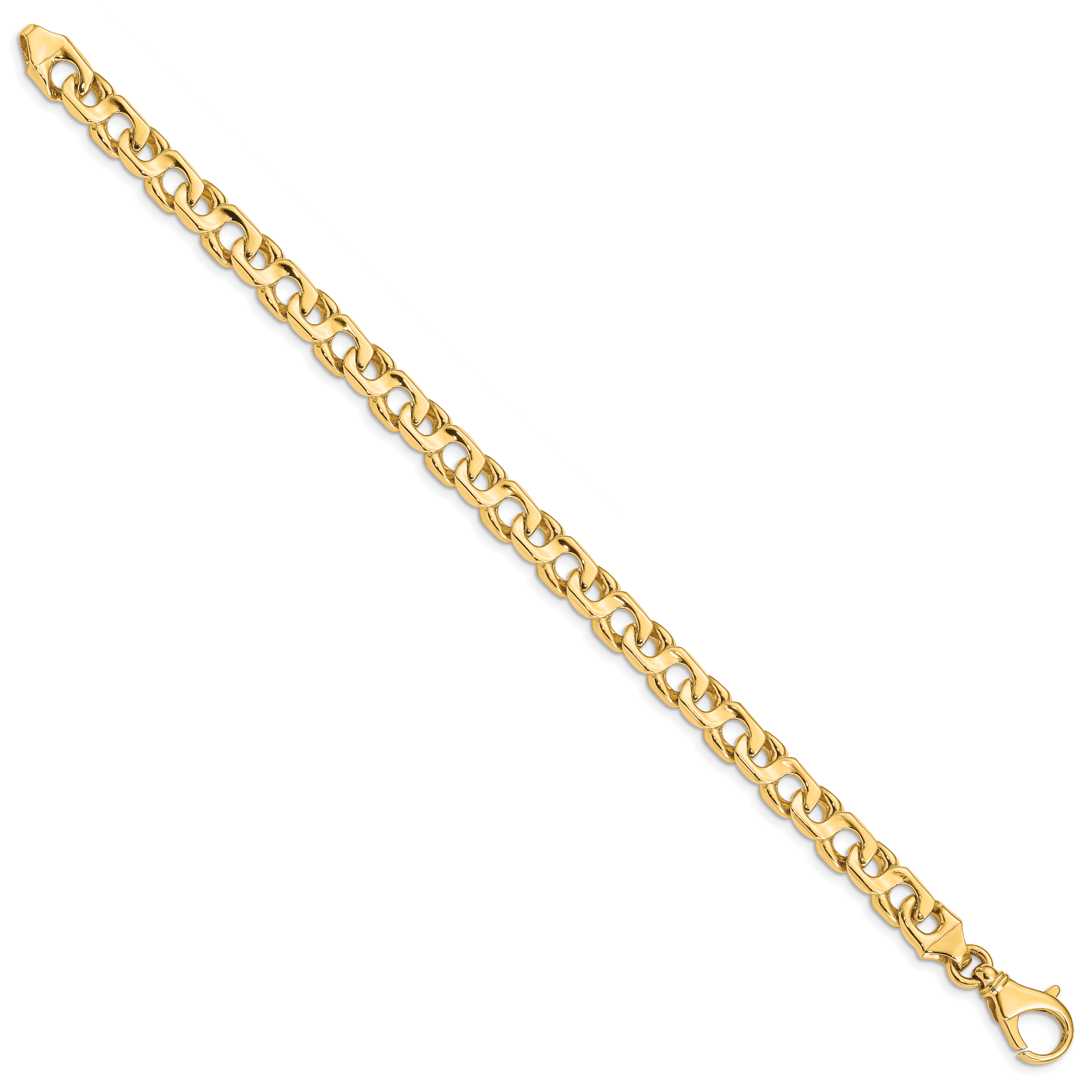 14K 7.4mm Hand-polished Fancy Link Bracelet