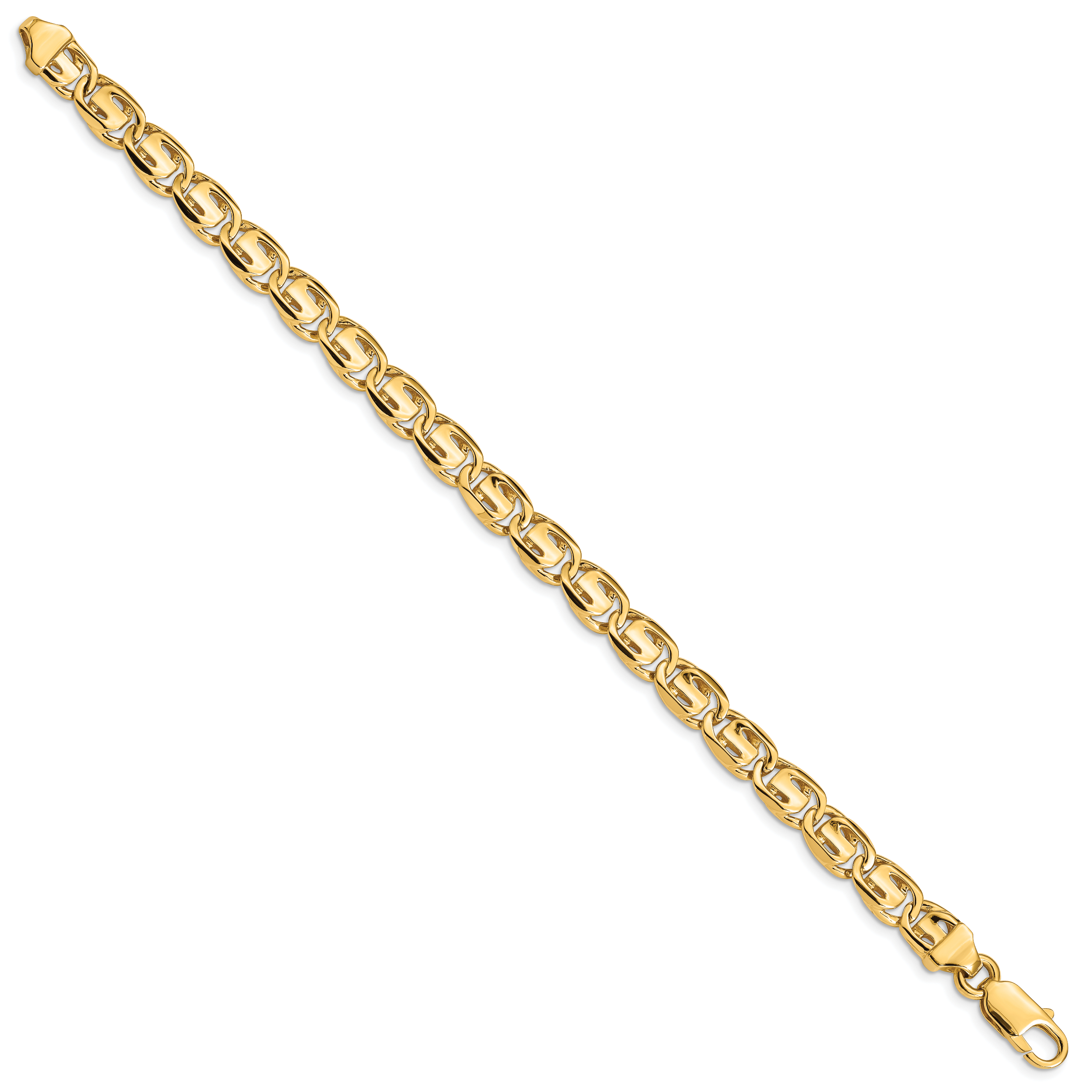 14K 7.5mm Hand-polished Fancy Link Bracelet