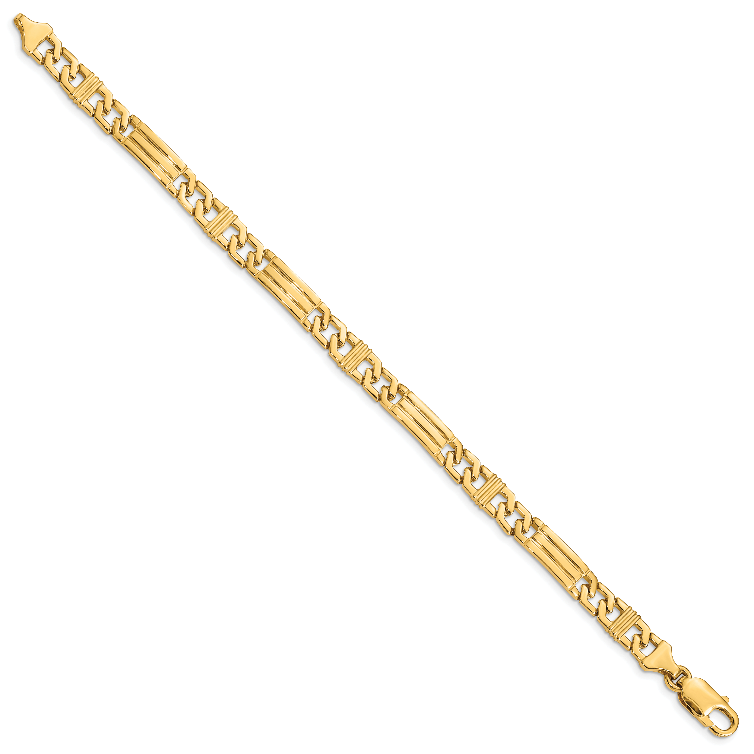 14k 7mm Hand-polished Fancy Link Bracelet