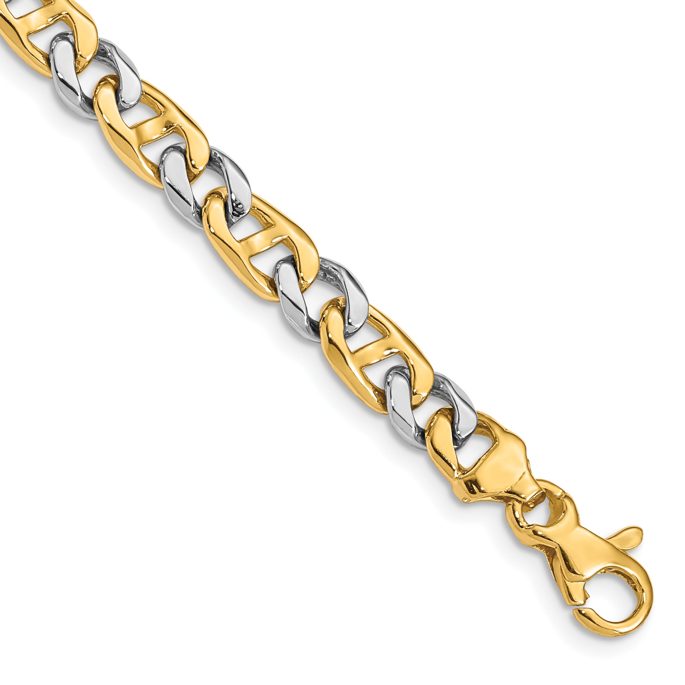 14K Two-tone 5.6mm Hand-Polished Fancy Link Chain