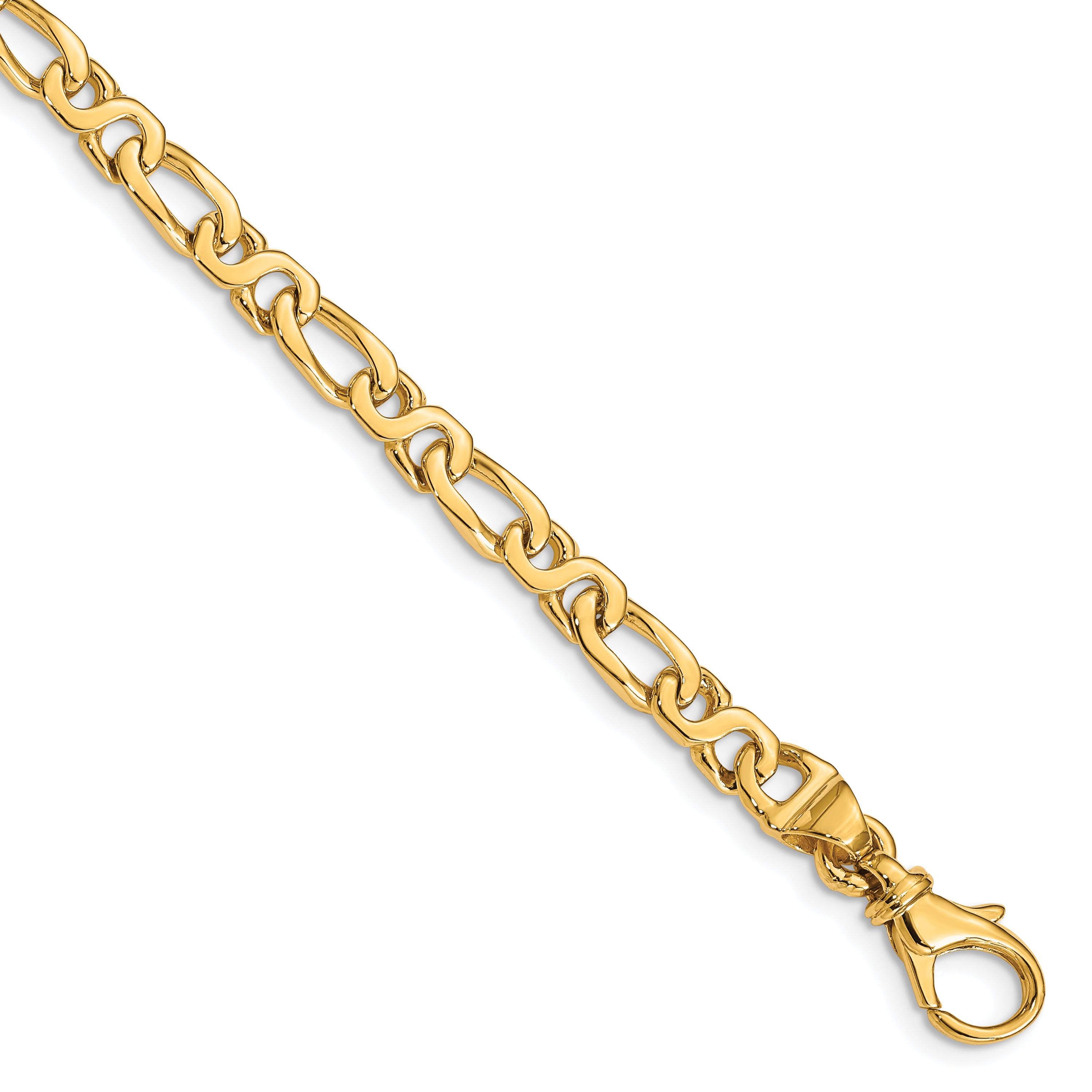 14k 4.8mm Hand Polished Fancy Link Bracelet