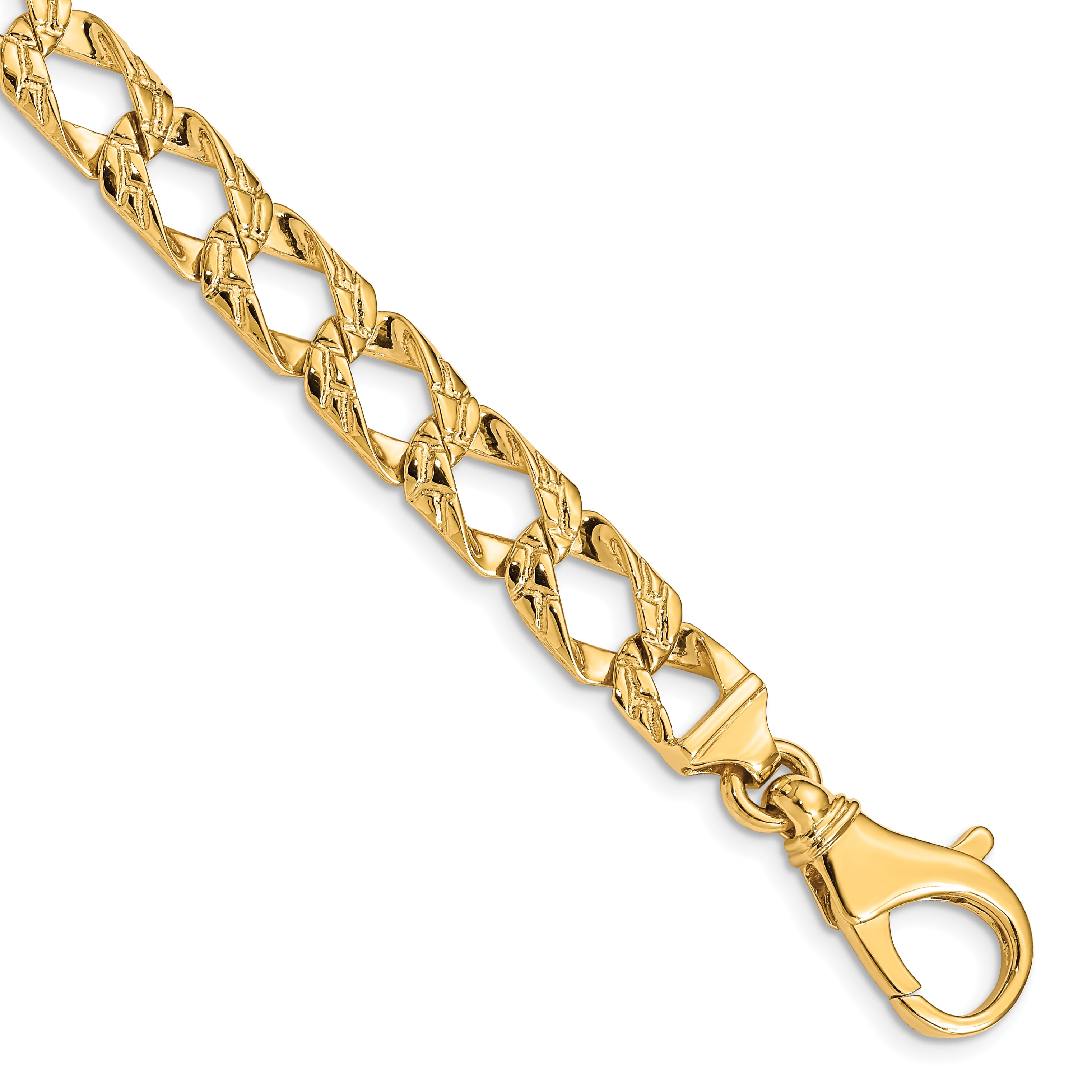14k 8.6mm Hand Polished Fancy Link Chain