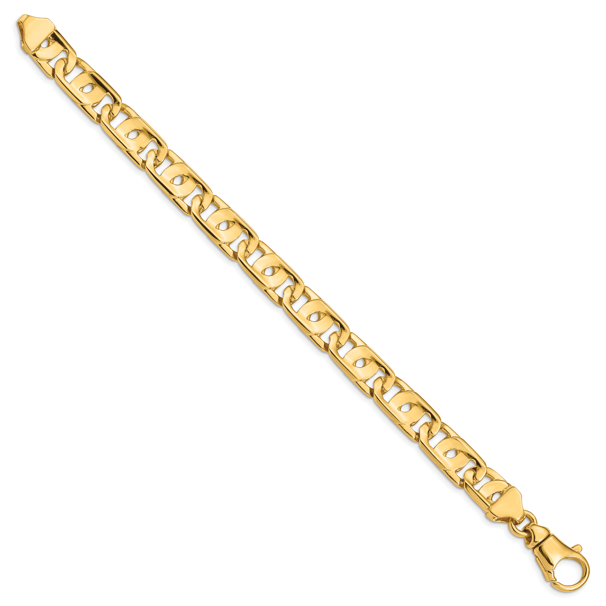 14k 10mm Hand-polished Fancy Link Bracelet