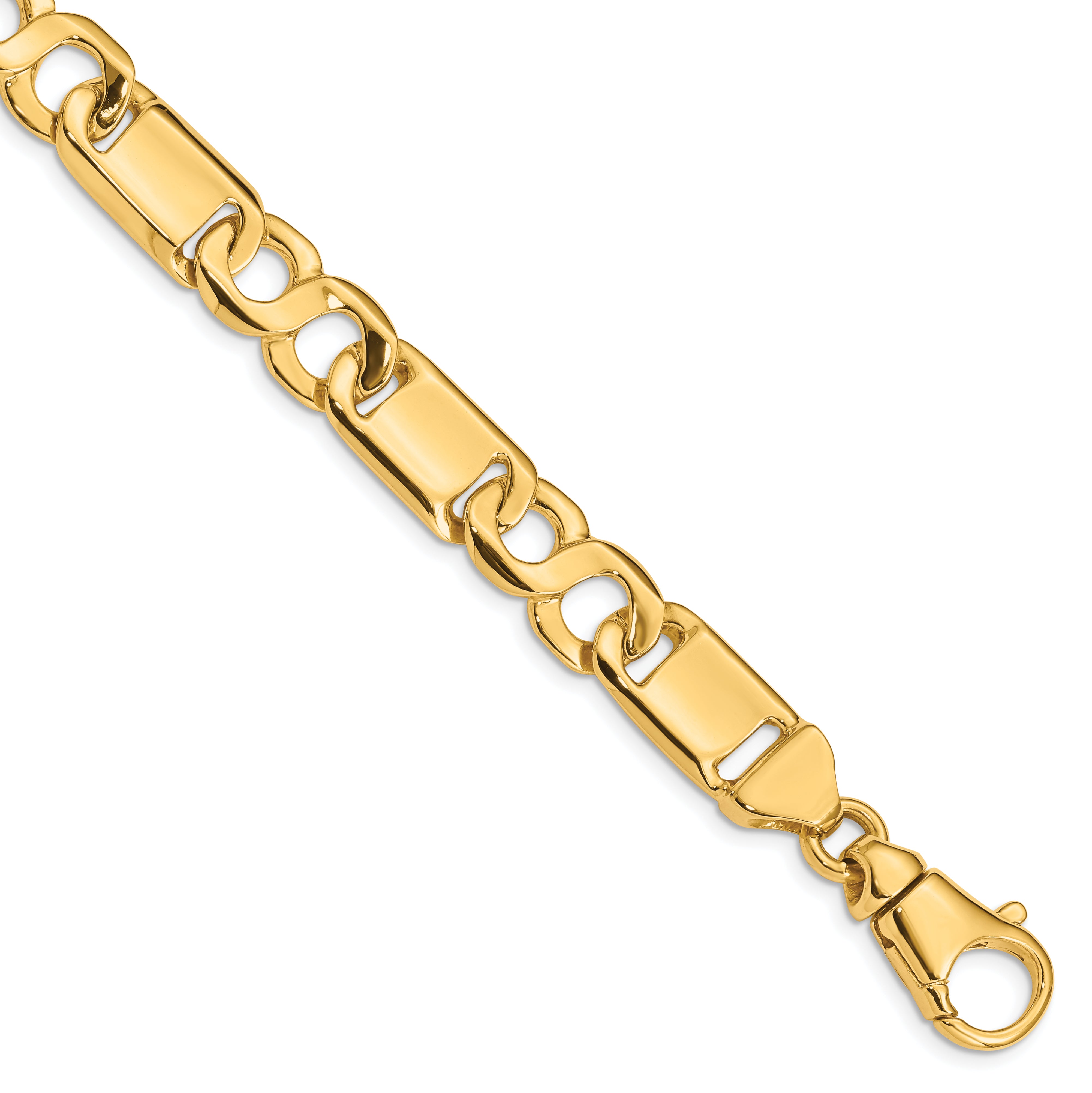 14k 10.4mm Hand-polished Fancy Link Bracelet