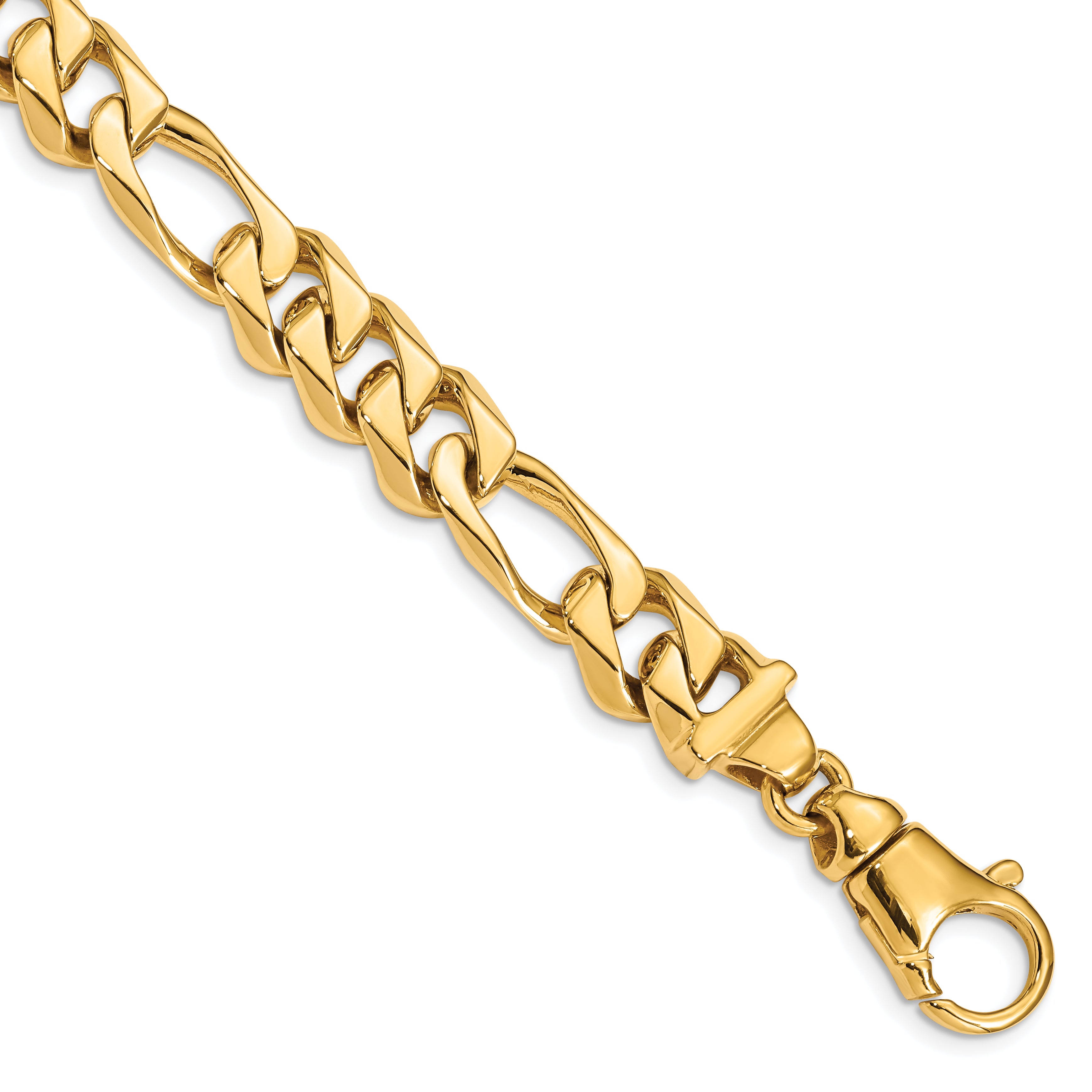 14k 10.9mm Hand Polished Fancy Link Bracelet