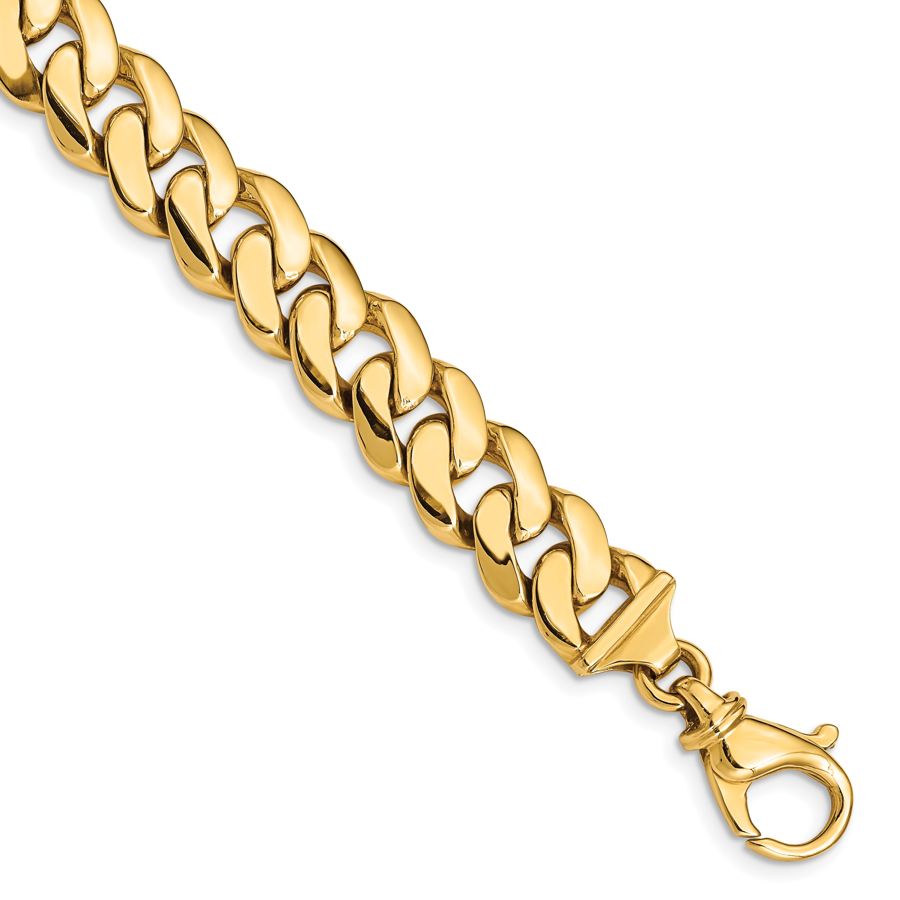 14k 10.75mm Hand Polished Fancy Link Bracelet