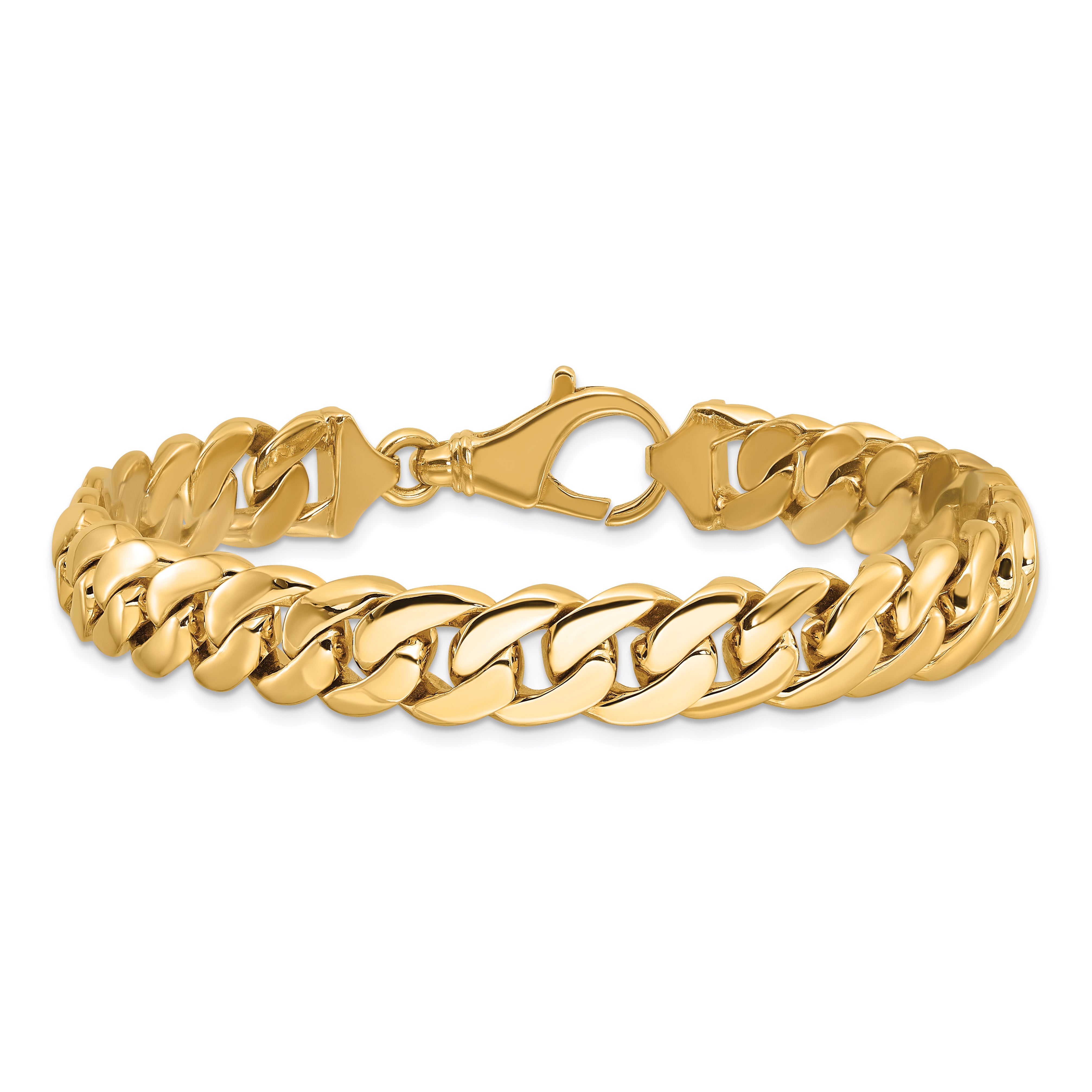 14k 10.75mm Hand Polished Fancy Link Bracelet