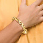 14k 10.75mm Hand Polished Fancy Link Bracelet