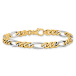 14K Two-tone 6.3mm Hand-polished Fancy Link Chain
