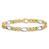 14K Two-tone 6.3mm Hand-polished Fancy Link Chain