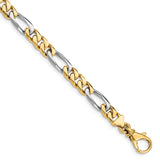 14K Two-tone 6.3mm Hand-polished Fancy Link Chain