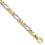 14K Two-tone 6.3mm Hand-polished Fancy Link Bracelet
