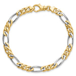 14K Two-tone 6.3mm Hand-polished Fancy Link Bracelet