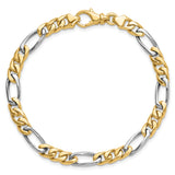 14K Two-tone 6.3mm Hand-polished Fancy Link Bracelet