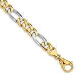 14k Two-tone 8.5mm Hand-polished Fancy Link Bracelet