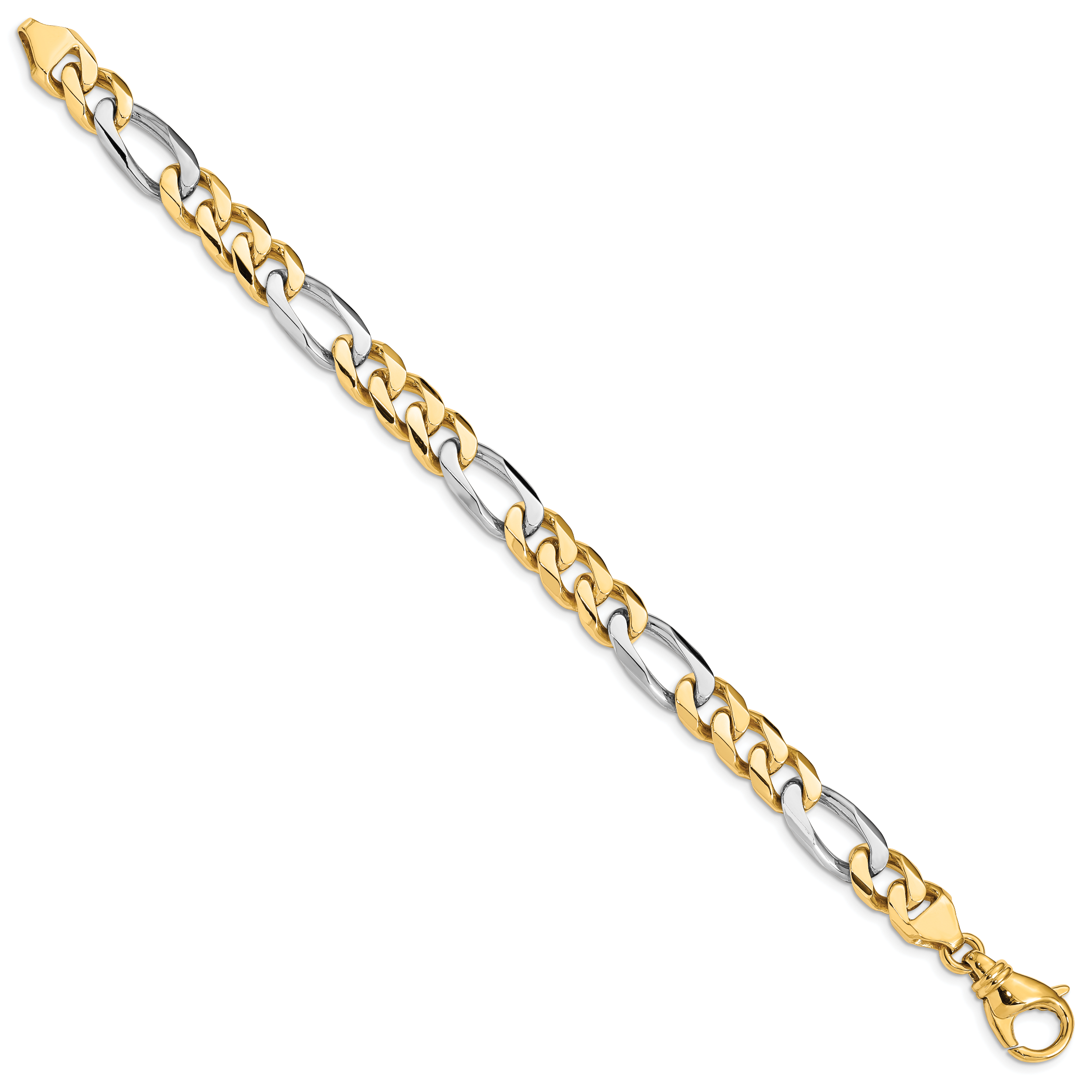 14k Two-tone 8.5mm Hand-polished Fancy Link Bracelet