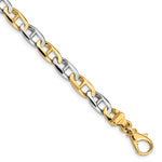 14K Two-tone 6.6mm Hand-polished Fancy Anchor Link Bracelet