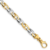 14K Two-tone 6.6mm Hand-polished Fancy Anchor Link Bracelet