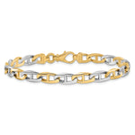 14K Two-tone 6.6mm Hand-polished Fancy Anchor Link Bracelet