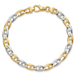 14K Two-tone 6.6mm Hand-polished Fancy Anchor Link Bracelet
