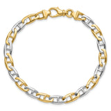 14K Two-tone 6.6mm Hand-polished Fancy Anchor Link Bracelet