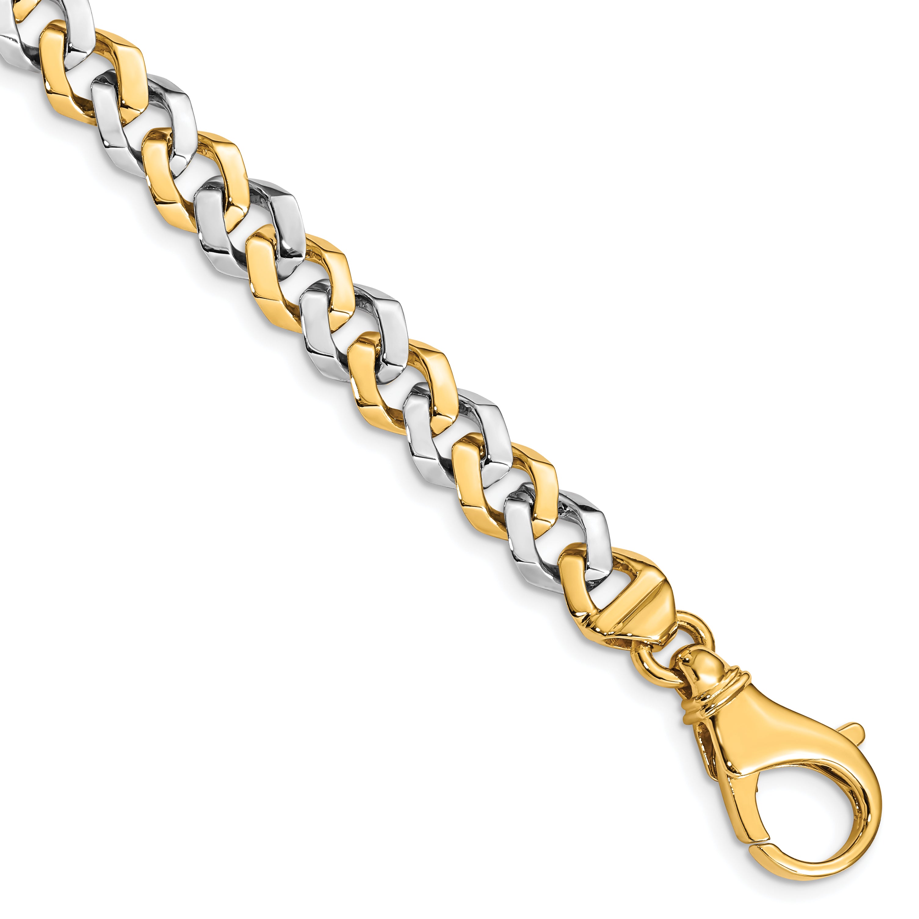 14k Two-tone 8mm Hand-polished Fancy Link Bracelet