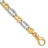 14K Two-tone 5.5mm Hand Polished Fancy Link Chain