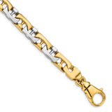 14K Two-tone 8.5mm Hand-polished Fancy Link Chain