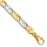 14k Two-tone 10mm Hand Polished Fancy Link Bracelet