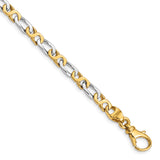 14k Two-tone 4.8mm Hand Polished Fancy Link Bracelet