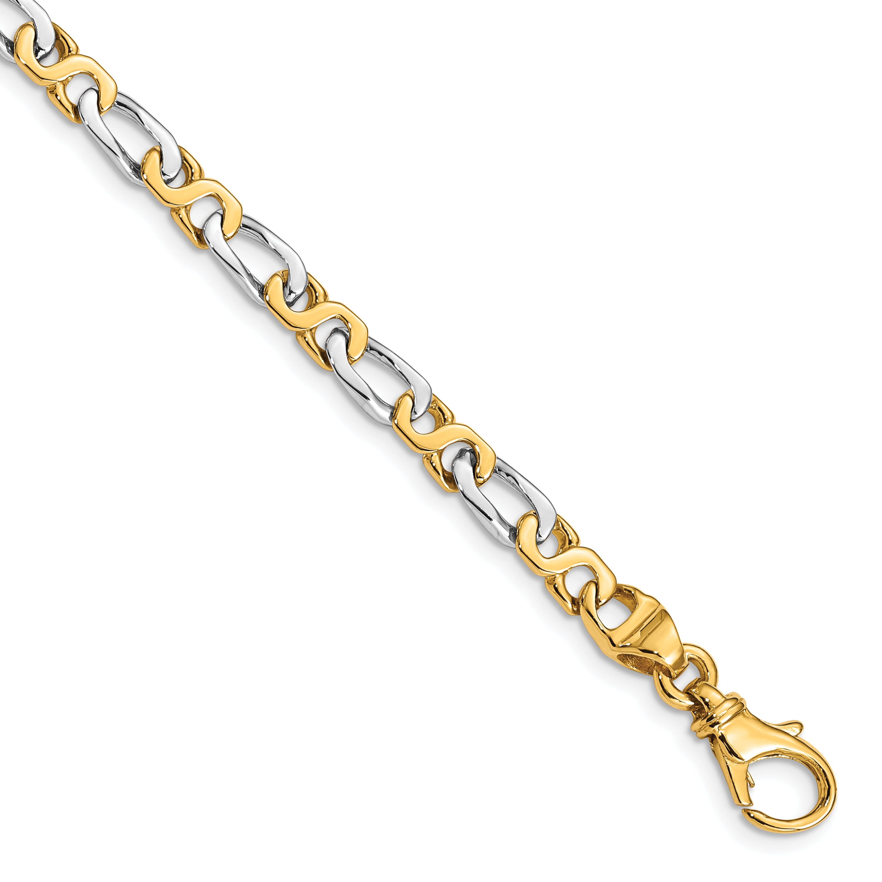 14k Two-tone 4.8mm Hand Polished Fancy Link Bracelet
