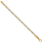 14k Two-tone 4.8mm Hand Polished Fancy Link Bracelet