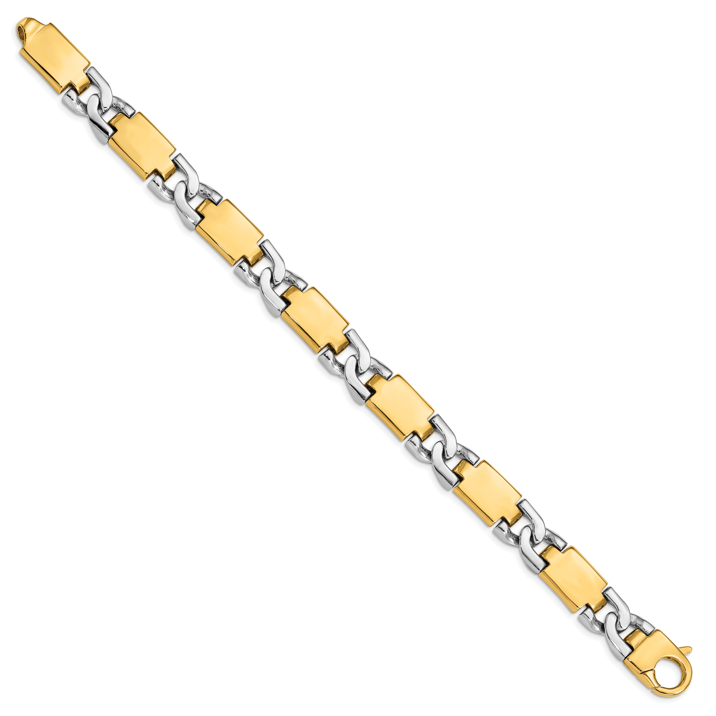 14k Two-tone 10.9mm Hand Polished Gold Fancy Link Bracelet