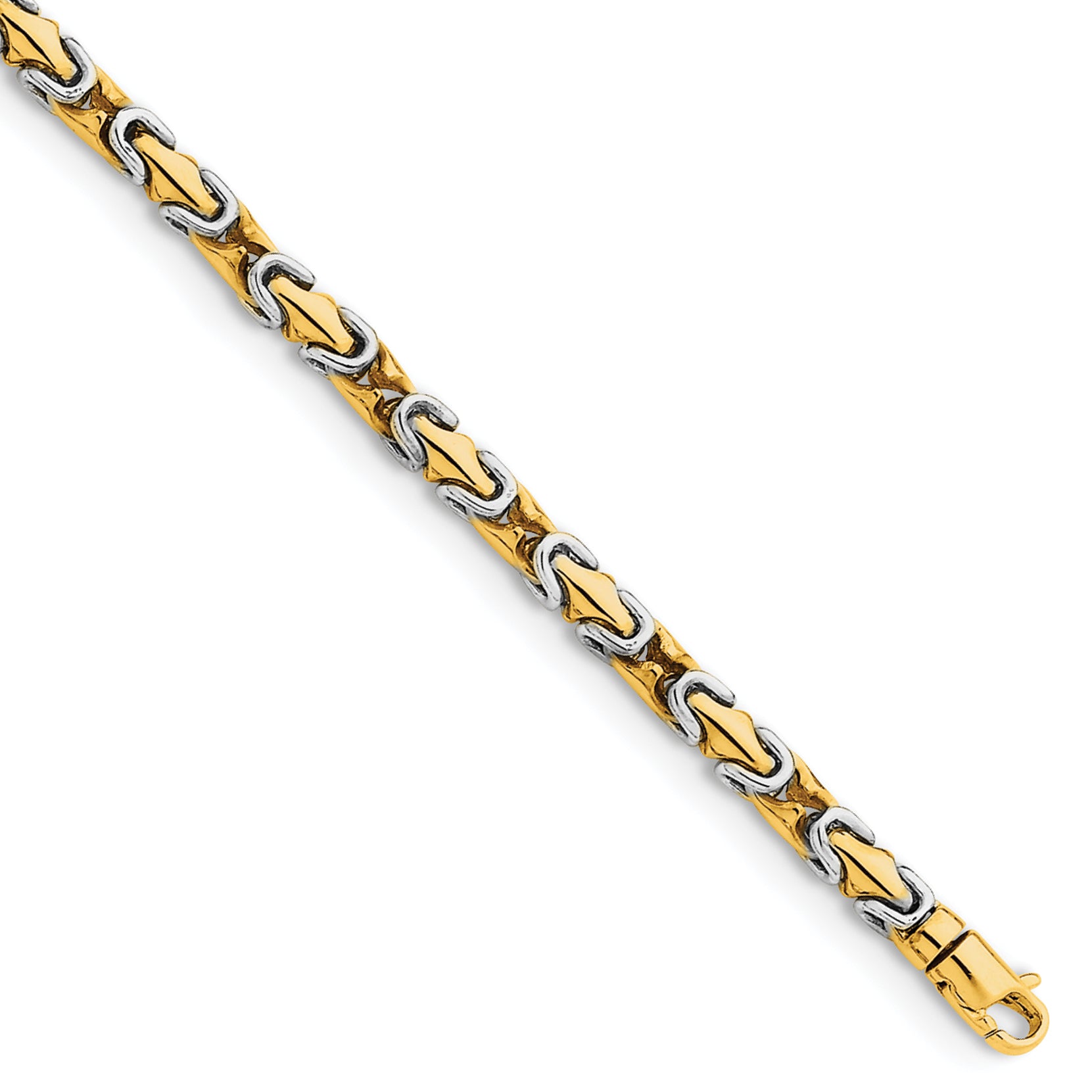 14k Two-tone 4.2mm Hand-polished Fancy Link Chain