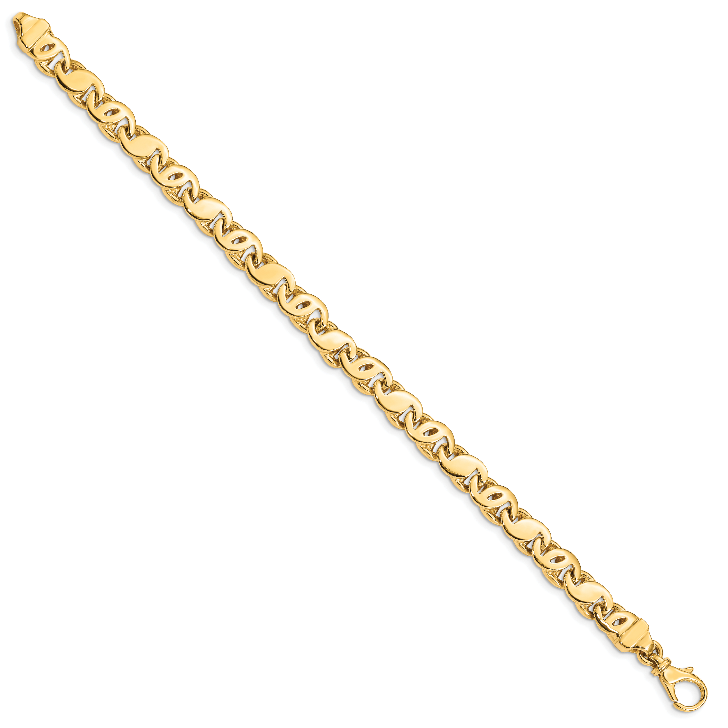 14k 7.3mm Hand Polished Fancy S-Link Bracelet