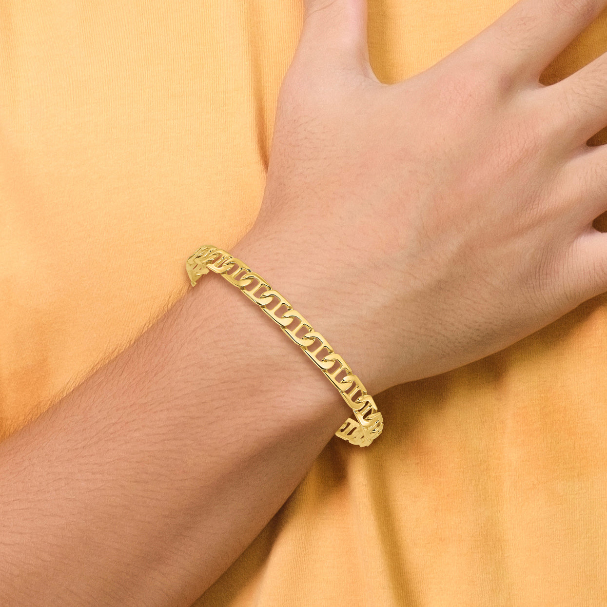 14k 6.5mm Hand-polished Fancy Anchor Link Bracelet