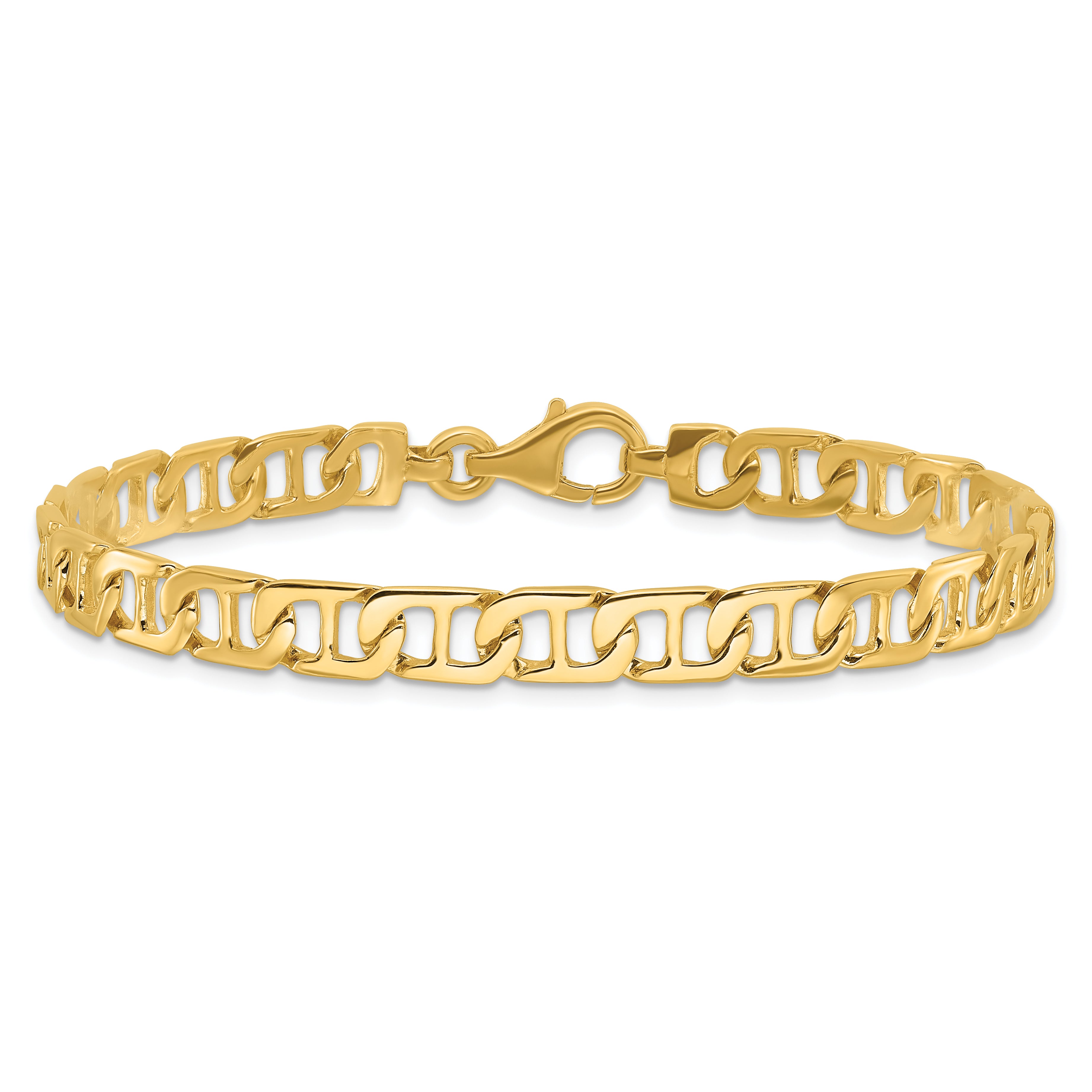 14k 6.5mm Hand-polished Fancy Anchor Link Bracelet
