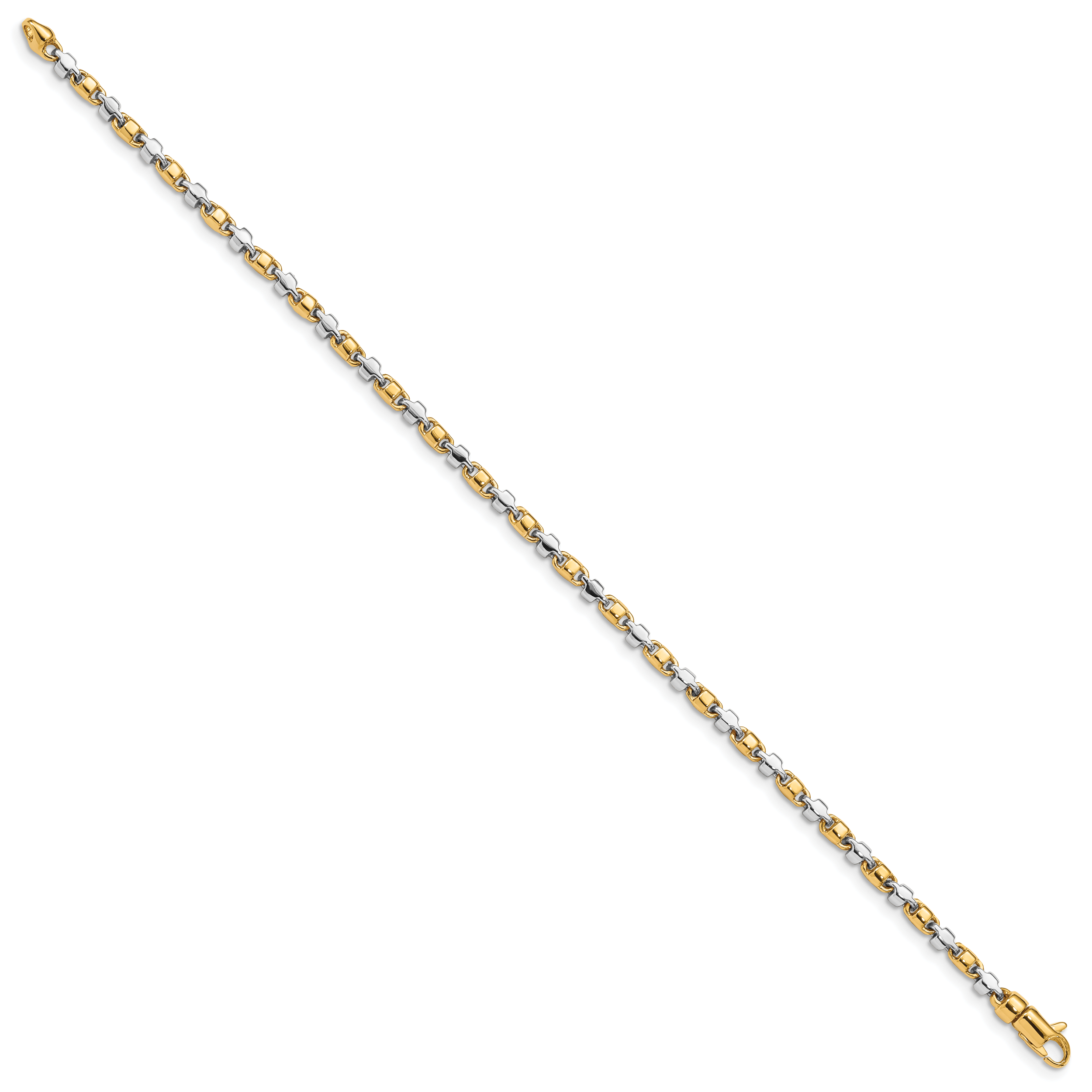 14k Two-tone 2.6mm Hand-polished Fancy Link Bracelet