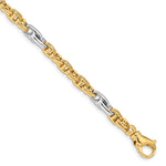 14k Two-tone 5.38mm Hand-polished Fancy Link Bracelet