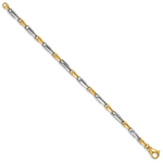 14k Two-tone Hand Polished 5mm Fancy Link Chain