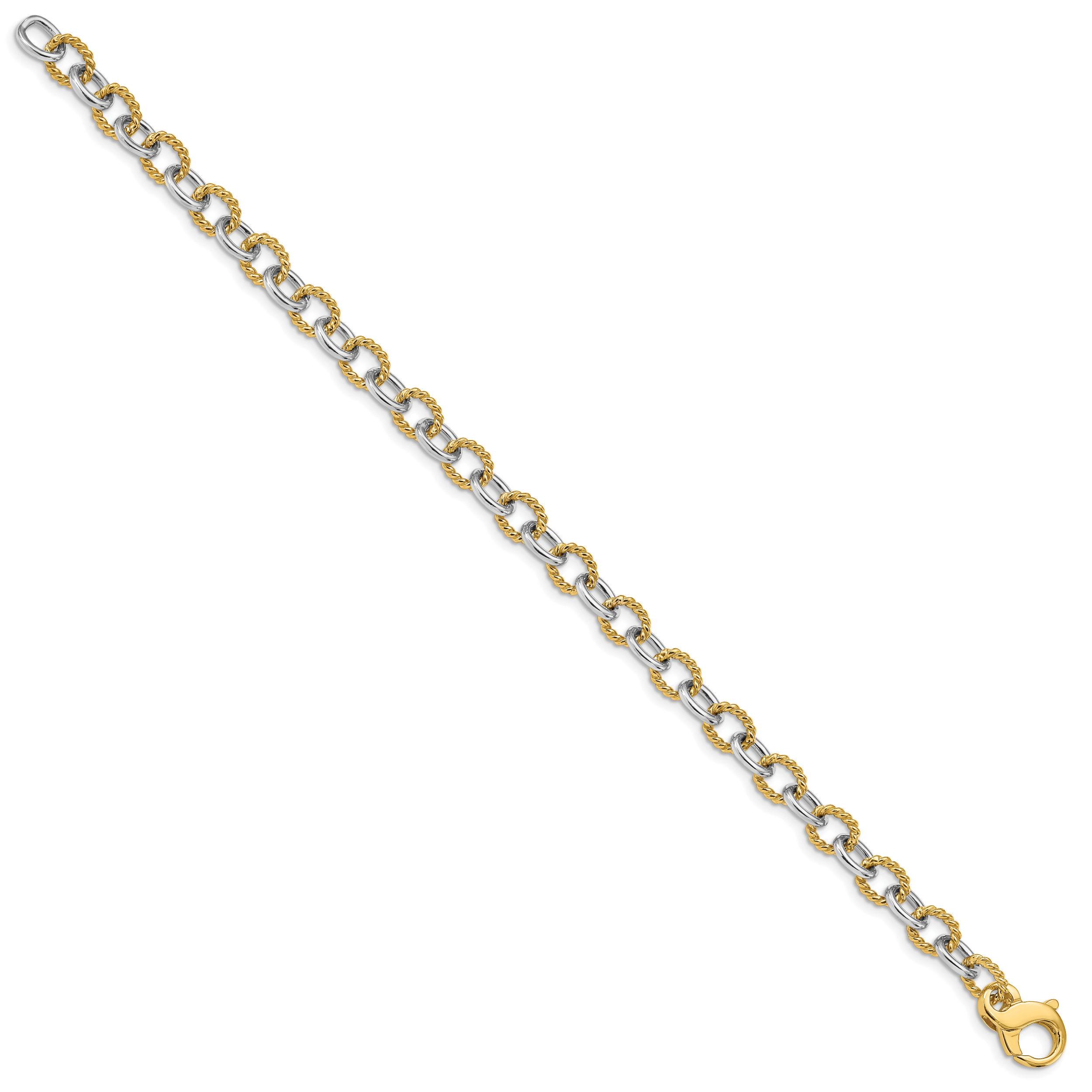 14k Two-tone 6.5mm Fancy Link Chain