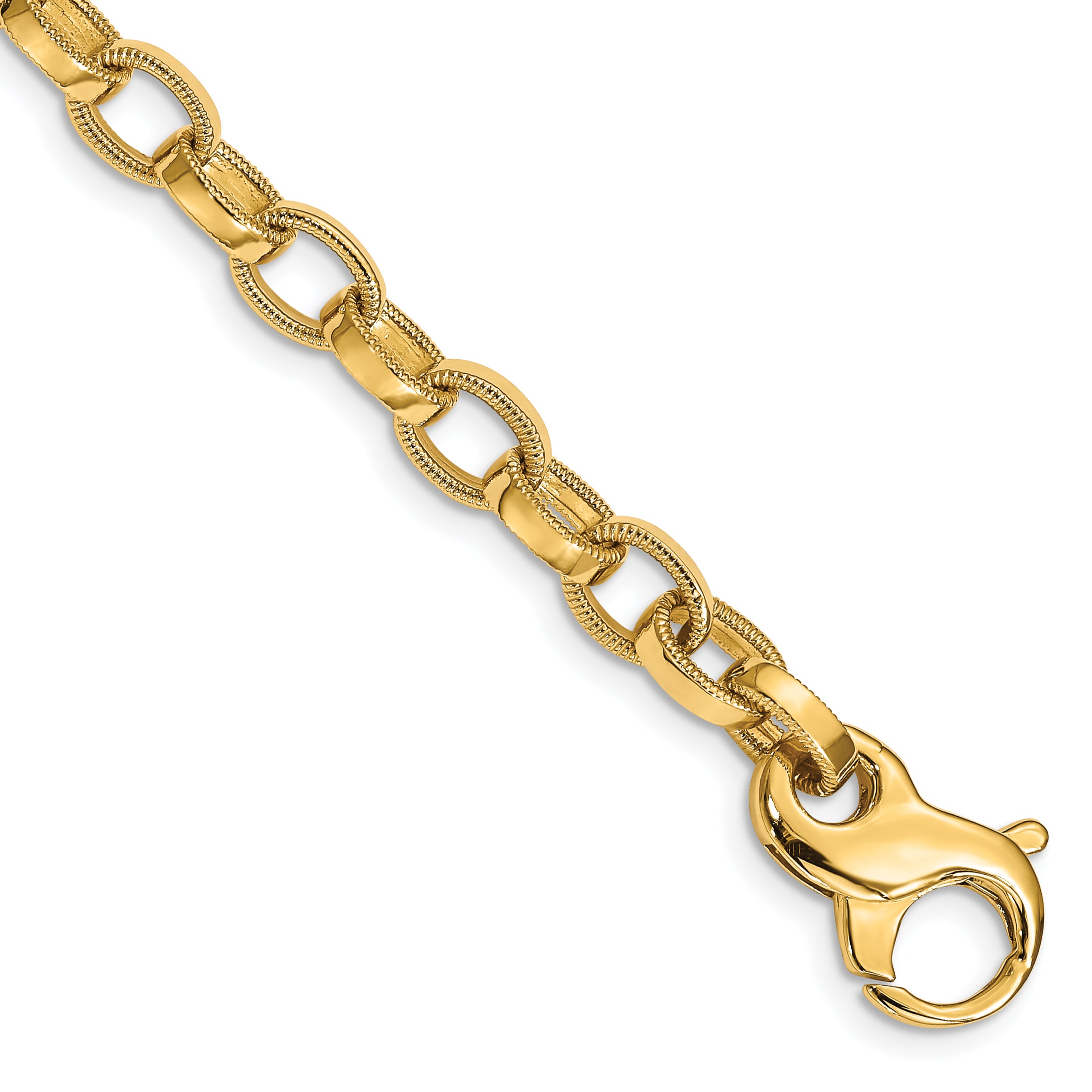 14K 6.2mm Hand-polished Fancy Link Bracelet