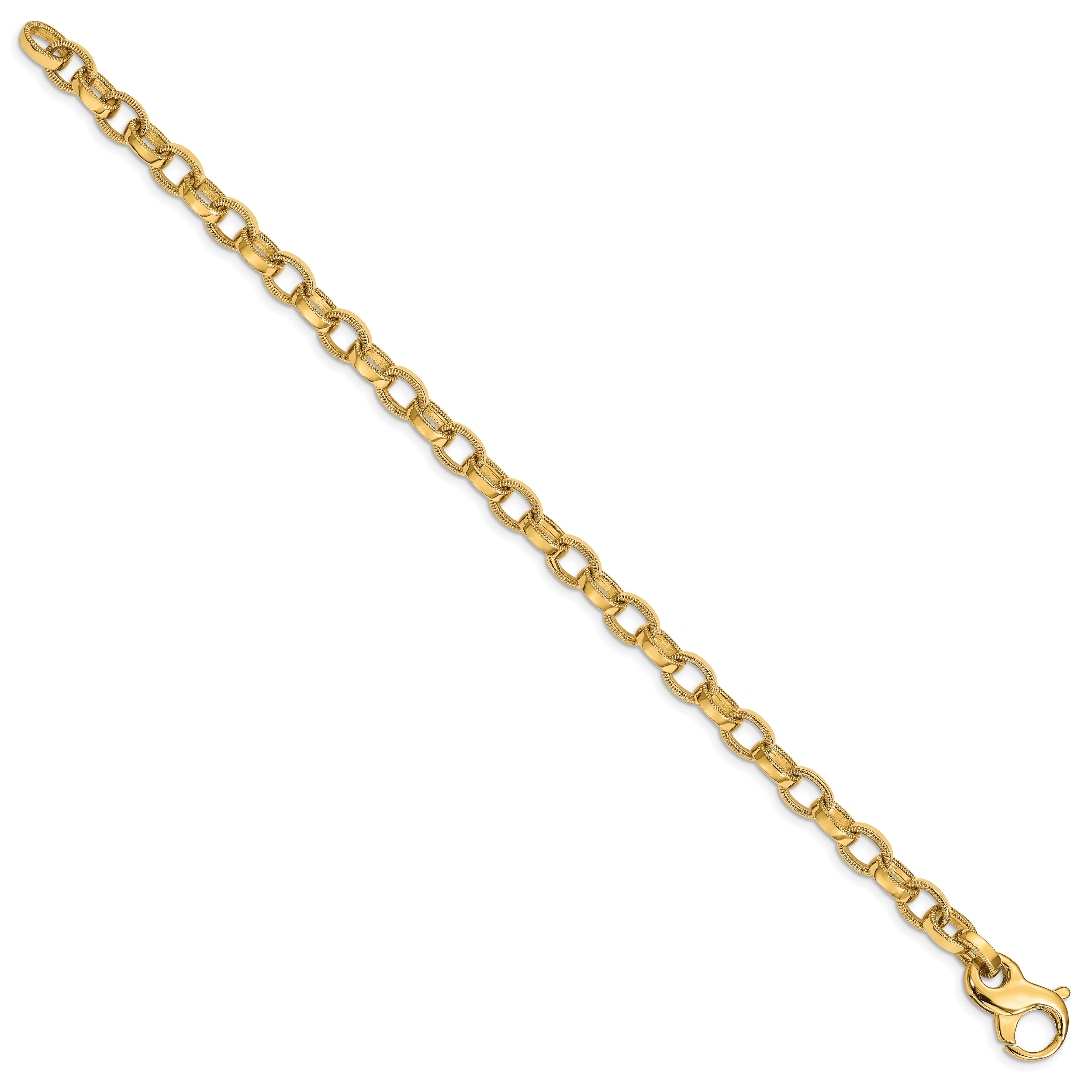 14K 6.2mm Hand-polished Fancy Link Bracelet