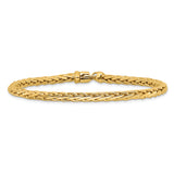 14K 4.4mm Hand-polished Flat-Edged Woven Link Bracelet