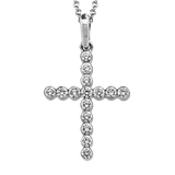Cross Pendant in 18k Gold with Diamonds