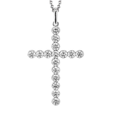 Cross Pendant in 18k Gold with Diamonds