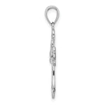 14K White Gold Polished Cross w/ Dove Charm