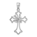 14K White Gold Polished Cross w/ Dove Charm